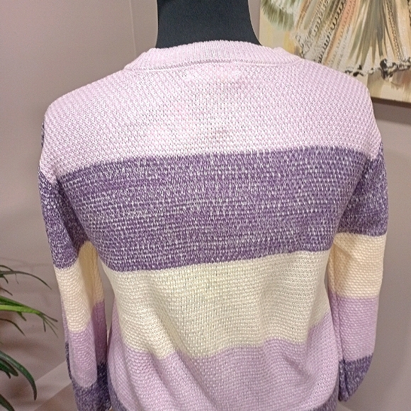 NWTS Plus Size Zenana Purple Color Block Woven Pullover Sweater - Picture 7 of 12